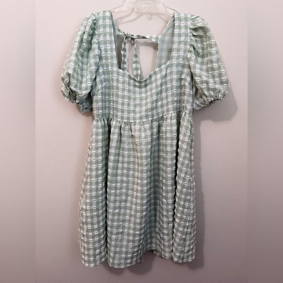 ARULA Green Gingham Mini Dress - Picture 2 of 6